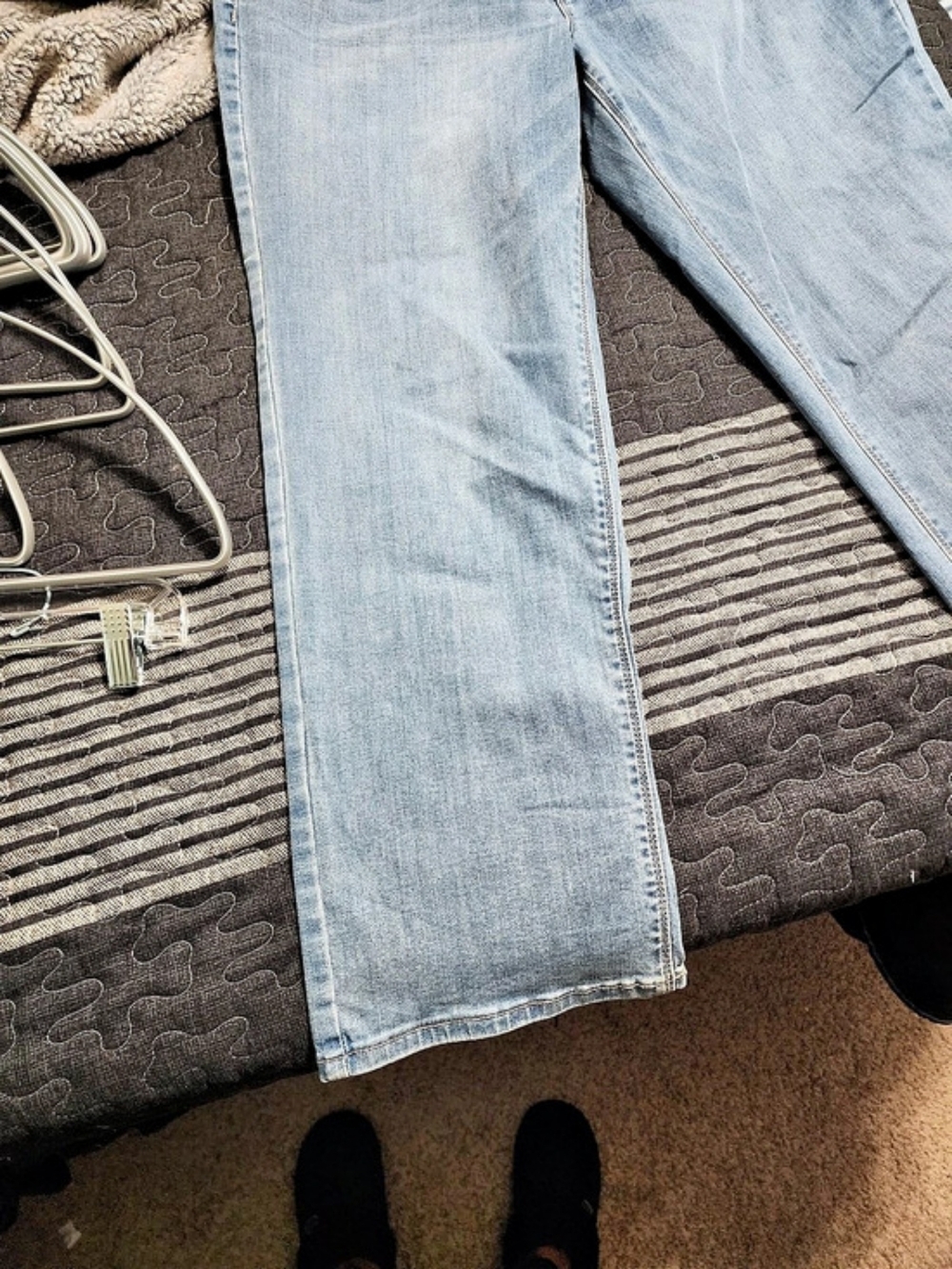 Seven7 Tummyless High Rise Ankle Straight Leg Jeans in Blue Waist 14